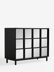 Black Windowpane Mirror 3 Drawer Chest of Drawers - Image 1 of 6