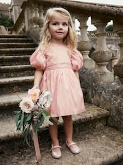 Pink Girl Taffeta Flower Print Bow Dress (3mths-8yrs) - Image 2 of 7