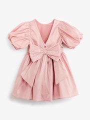 Pink Girl Taffeta Flower Print Bow Dress (3mths-8yrs) - Image 6 of 7