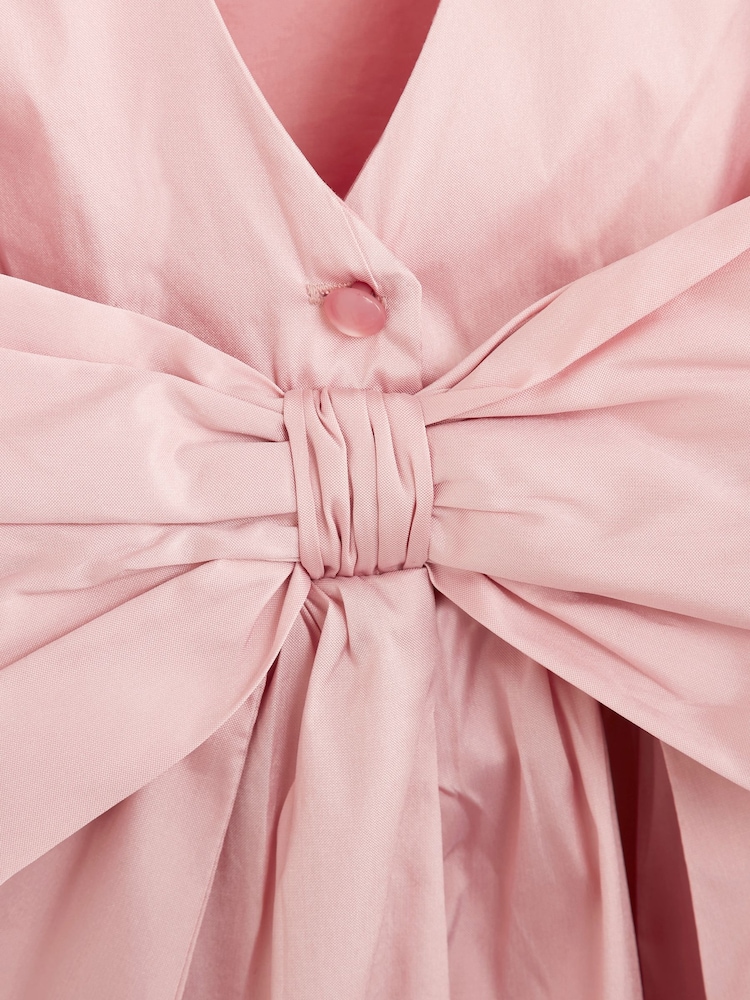 Pink Girl Taffeta Flower Print Bow Dress (3mths-8yrs) - Image 7 of 7