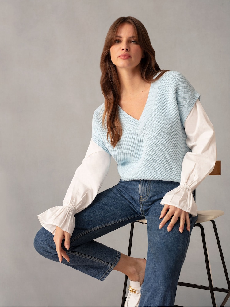 Ro&Zo Blue Knitted Jumper - Image 1 of 6