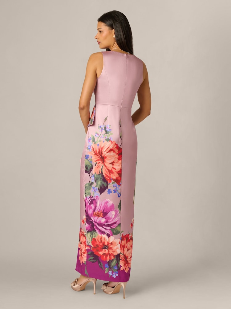 Adrianna Papell Pink Printed Mikado Gown - Image 2 of 6 Adrianna Papell Pink Printed Mikado Gown - Image 2 of 6