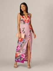 Adrianna Papell Pink Printed Mikado Gown - Image 4 of 6