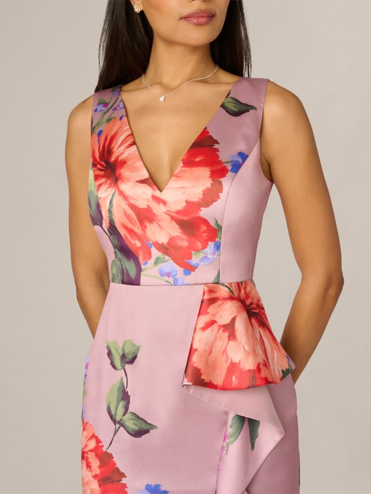 Adrianna Papell Pink Printed Mikado Gown - Image 6 of 6 Adrianna Papell Pink Printed Mikado Gown - Image 6 of 6