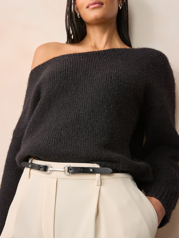 Black Skinny Snaffle Belt - Image 1 of 5 Black Skinny Snaffle Belt - Image 1 of 5