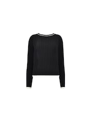 Ro&Zo Wide Rib Knit Contrast Neckband Black Jumper - Image 5 of 6