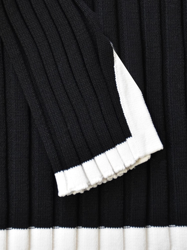 Ro&Zo Wide Rib Knit Contrast Neckband Black Jumper - Image 6 of 6