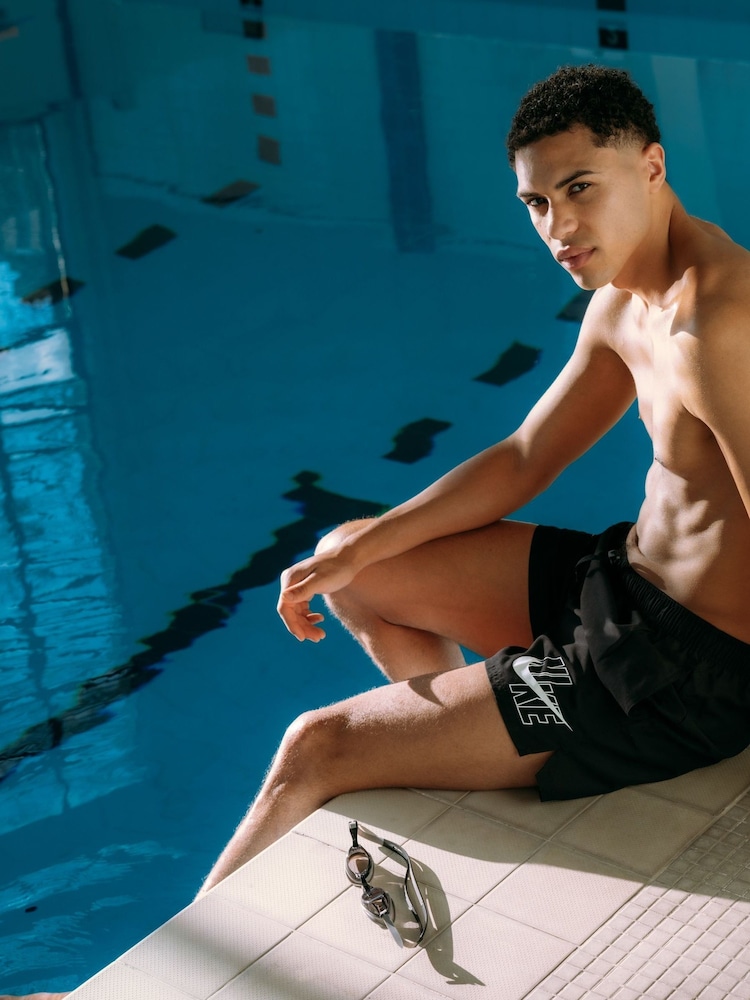 Nike Black Logo Lap 5 Inch Volley Swim Shorts - Image 1 of 5