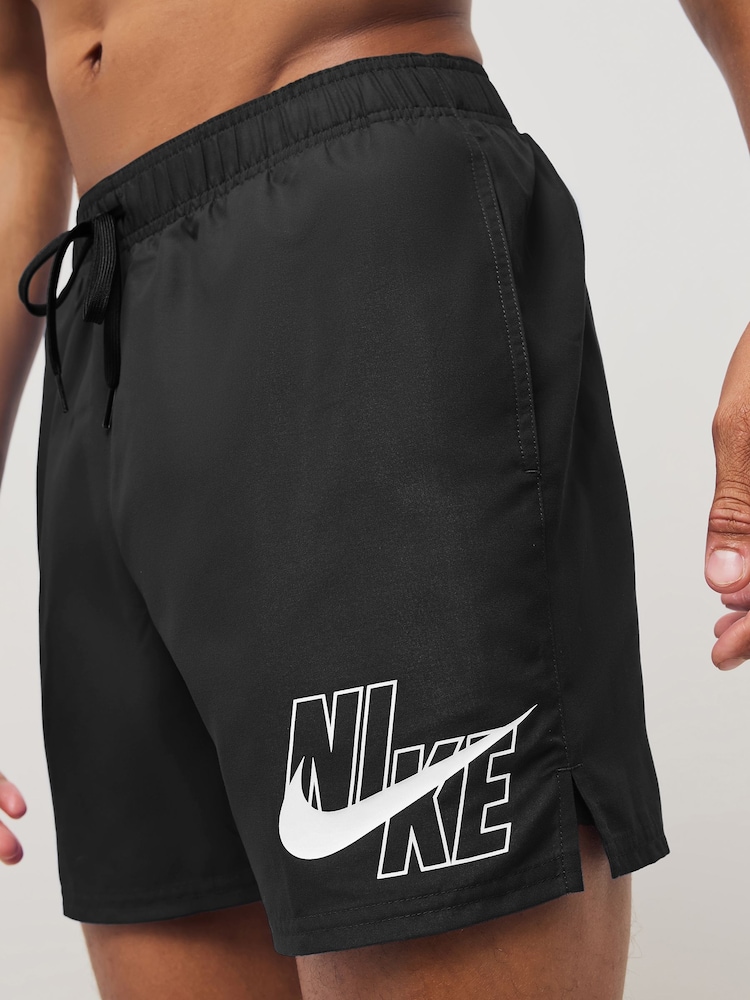 Black 5 Inch Split Logo 5 Inch Swim Shorts - Image 1 of 8 Black 5 Inch Split Logo 5 Inch Swim Shorts - Image 1 of 8