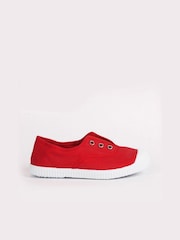 Trotters London Red Plum Canvas Pumps - Image 1 of 3