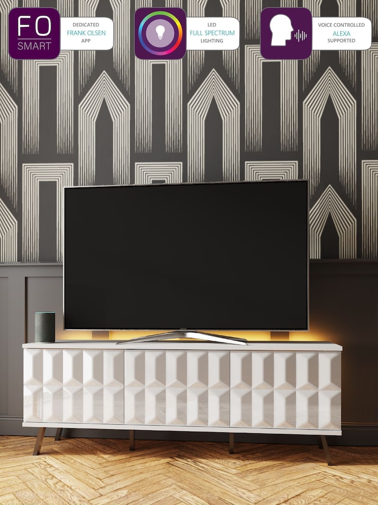 Frank Olsen White Elevate Smart LED TV Stand - Image 1 of 5