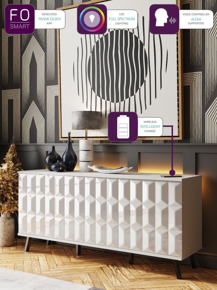 Frank Olsen White Elevate Smart LED Sideboard - Image 2 of 5