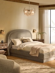 Soft Velvet Mink Brown Arlo Upholstered Ottoman Storage Bed Frame - Image 1 of 8