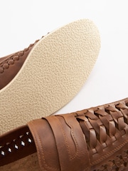 Tan Brown Weave Loafers - Image 6 of 6