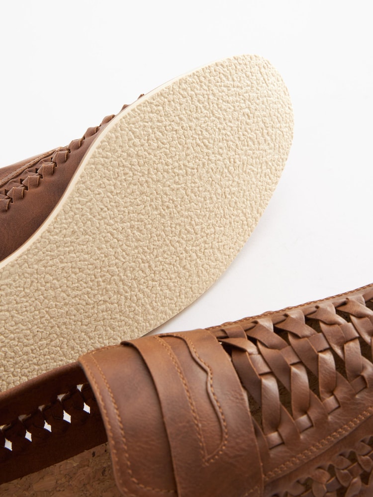 Tan Brown Weave Loafers - Image 6 of 6