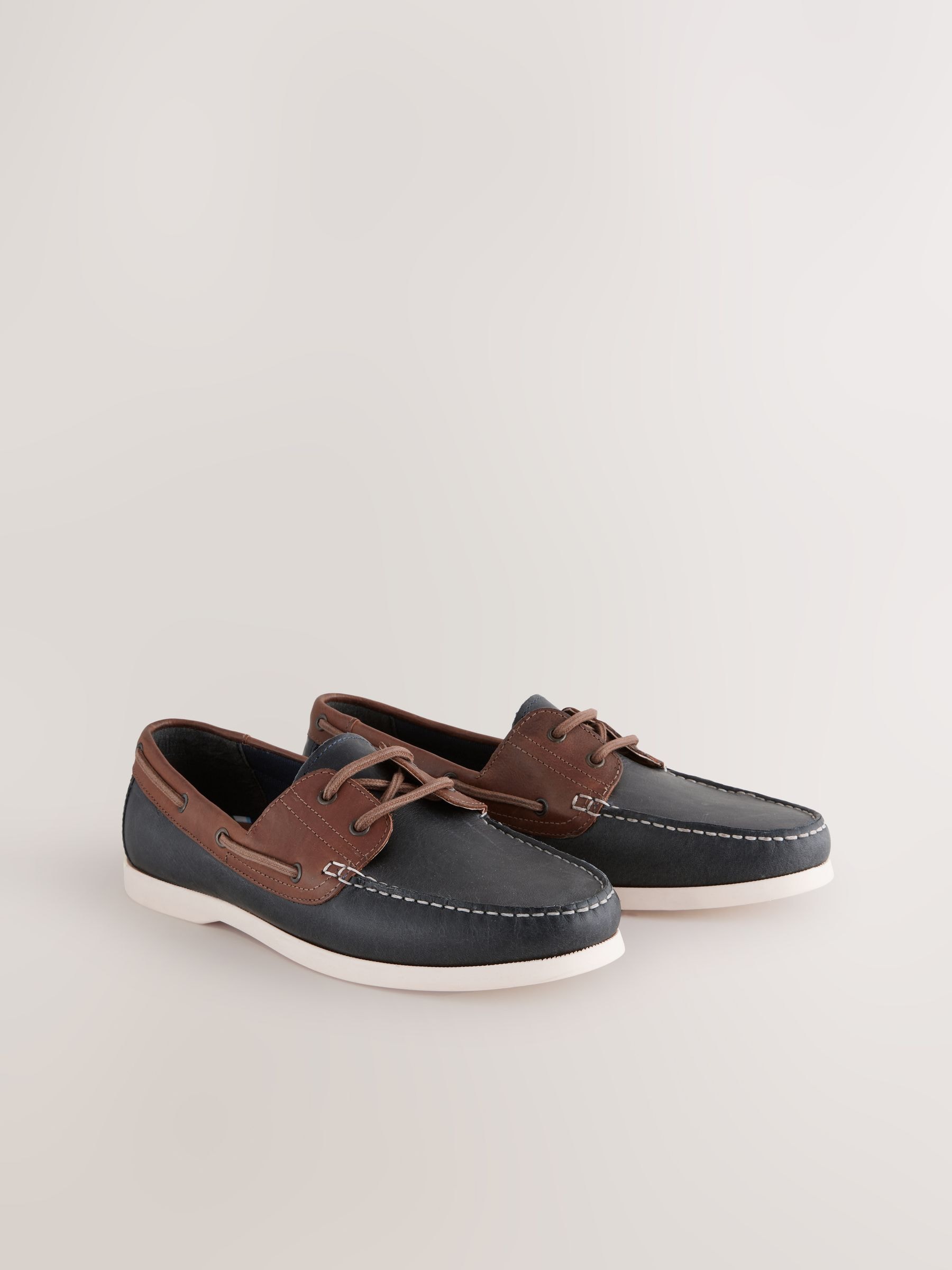 Navy Blue Leather Boat Shoes