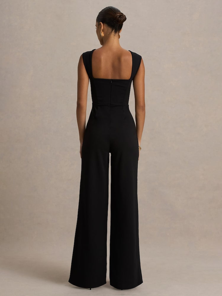 Club L London Black Everlee Sweetheart-Neck Jumpsuit - Image 2 of 5 Club L London Black Everlee Sweetheart-Neck Jumpsuit - Image 2 of 5