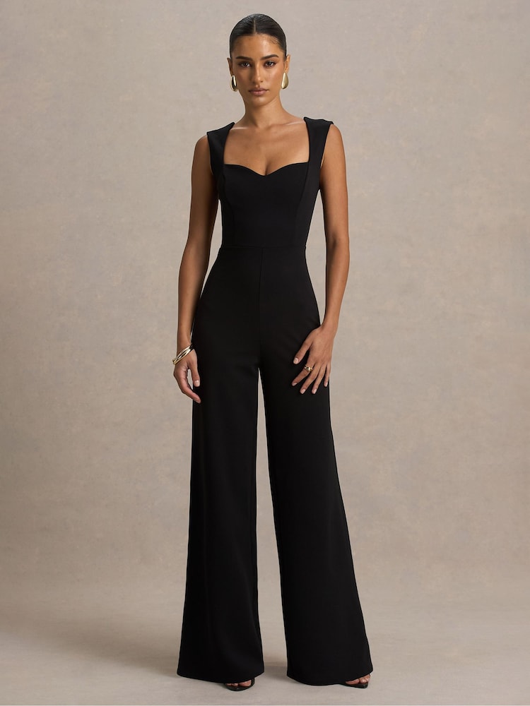 Club L London Black Everlee Sweetheart-Neck Jumpsuit - Image 5 of 5 Club L London Black Everlee Sweetheart-Neck Jumpsuit - Image 5 of 5
