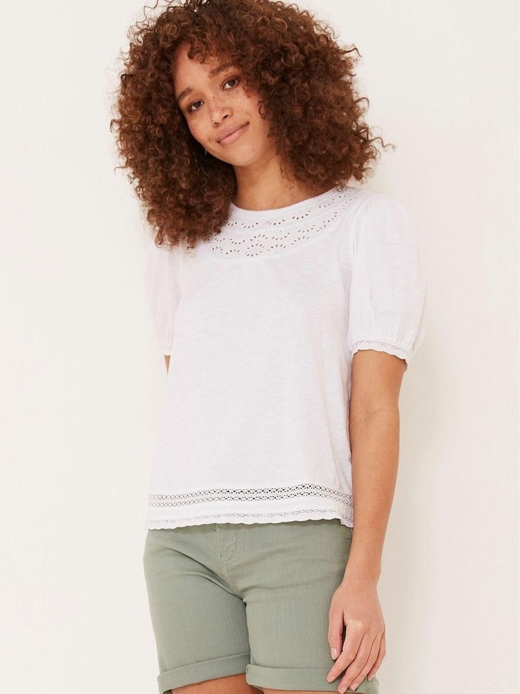 FatFace White Savannah Broderie Top - Image 1 of 5 FatFace White Savannah Broderie Top - Image 1 of 5