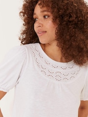 FatFace White Savannah Broderie Top - Image 4 of 5