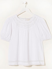 FatFace White Savannah Broderie Top - Image 5 of 5