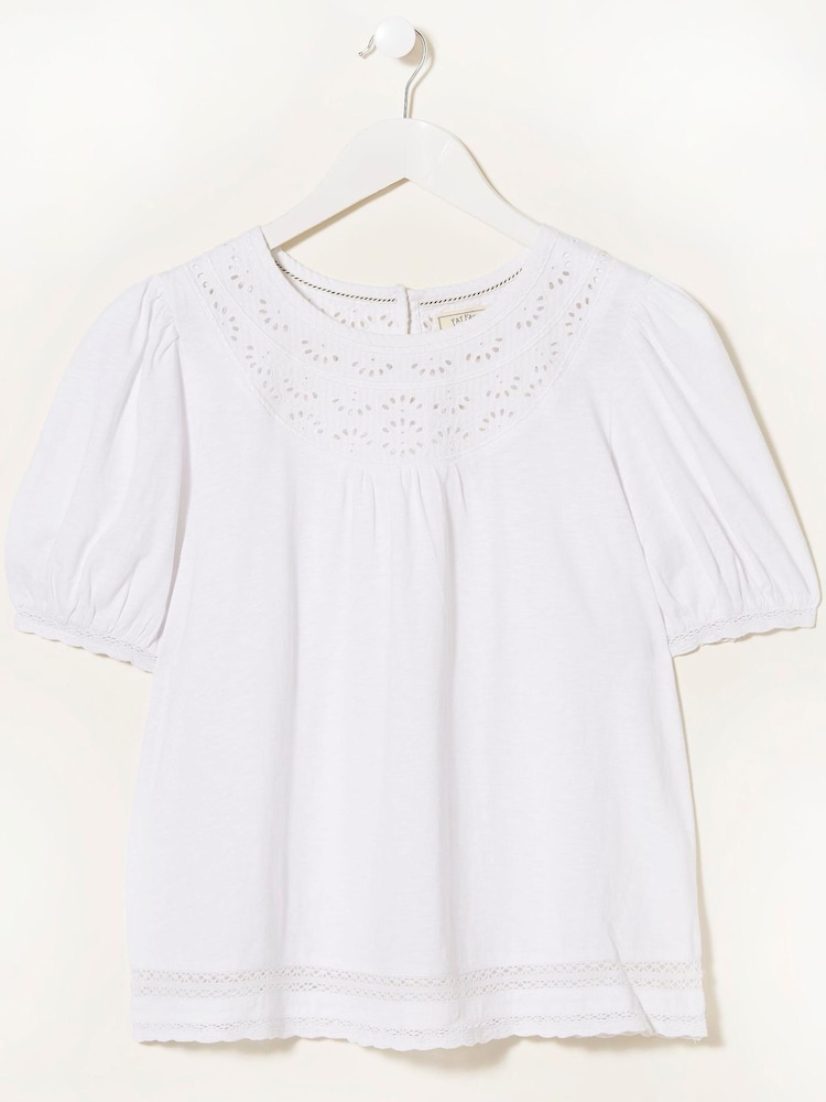 FatFace White Savannah Broderie Top - Image 5 of 5