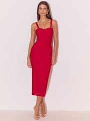 Lipsy x Samie Elishi Red Strappy Bodycon Midi Bandage Dress - Image 4 of 5