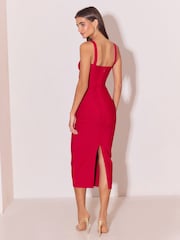 Lipsy x Samie Elishi Red Strappy Bodycon Midi Bandage Dress - Image 5 of 5