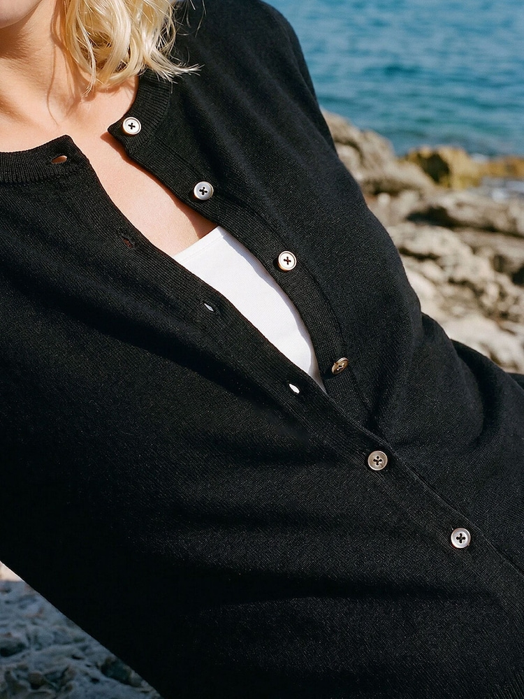 Roman Black Petite Buttoned Cardigan - Image 4 of 4 Roman Black Petite Buttoned Cardigan - Image 4 of 4
