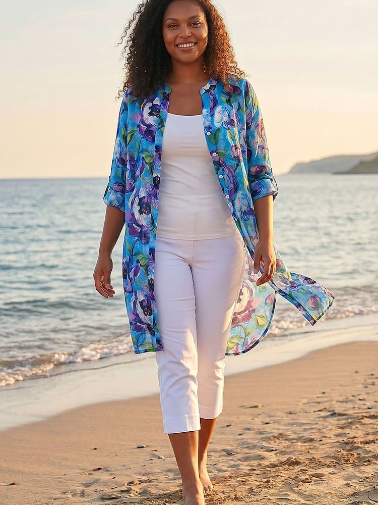 Roman Blue Curve Water Colour Blouse - Image 1 of 4