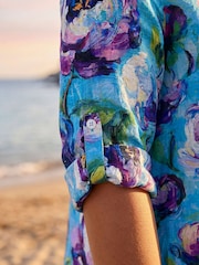 Roman Blue Curve Water Colour Blouse - Image 4 of 4