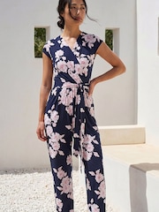 Roman Blue Petite Floral Jumpsuit - Image 1 of 4