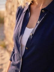 Roman Blue Petite Collar Cardigan - Image 3 of 4