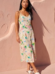 Roman Natural Petite Strappy Button Through Dress - Image 1 of 4