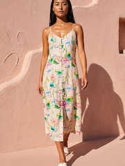 Roman Natural Petite Strappy Button Through Dress - Image 2 of 4
