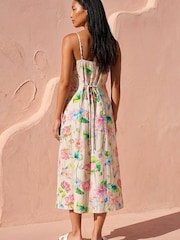 Roman Natural Petite Strappy Button Through Dress - Image 3 of 4