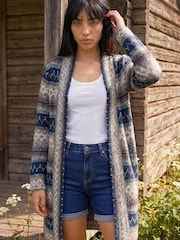 Roman Blue Petite Aztec Cardigan - Image 1 of 4