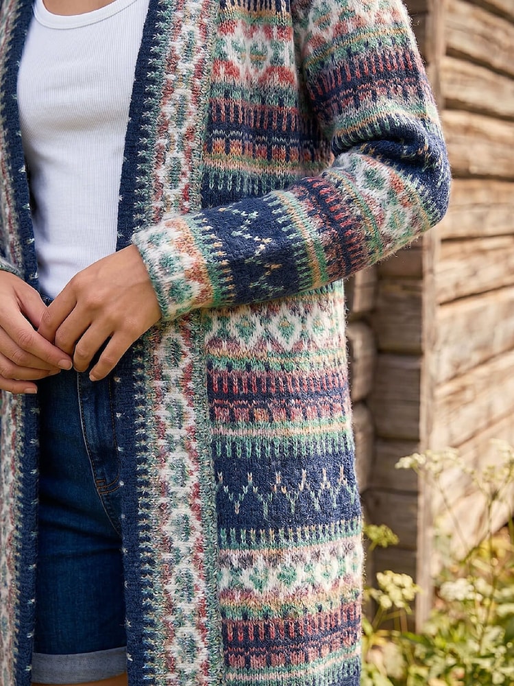 Roman Blue Petite Aztec Cardigan - Image 4 of 4 Roman Blue Petite Aztec Cardigan - Image 4 of 4