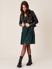 Monsoon Black Leather Biker Jacket - Image 4 of 6