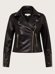 Monsoon Black Leather Biker Jacket - Image 6 of 6