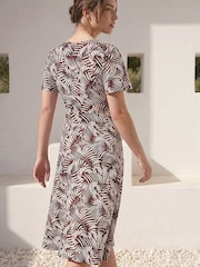 Roman Brown Petite Abstract Print Stretch Midi Dress - Image 3 of 4