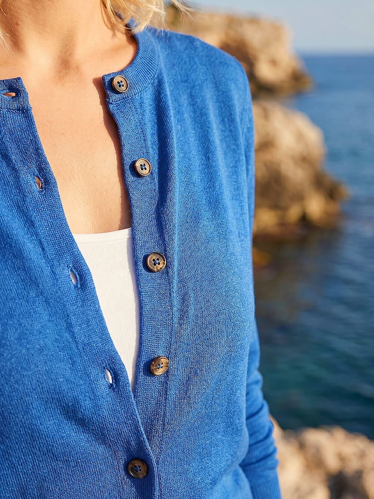 Roman Blue Petite Buttoned Cardigan - Image 4 of 4 Roman Blue Petite Buttoned Cardigan - Image 4 of 4