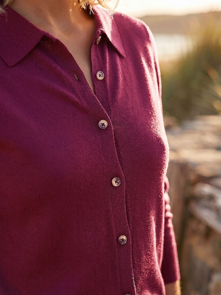 Roman Purple Petite Collar Cardigan - Image 4 of 4 Roman Purple Petite Collar Cardigan - Image 4 of 4