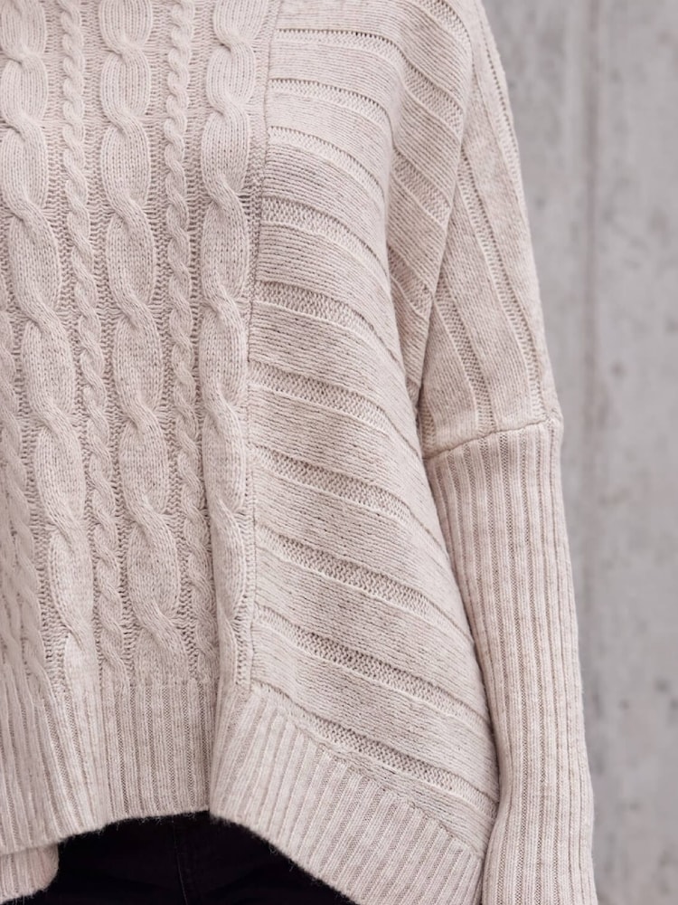 Roman Natural Petite Contrast Cable Knit Jumper - Image 4 of 4 Roman Natural Petite Contrast Cable Knit Jumper - Image 4 of 4