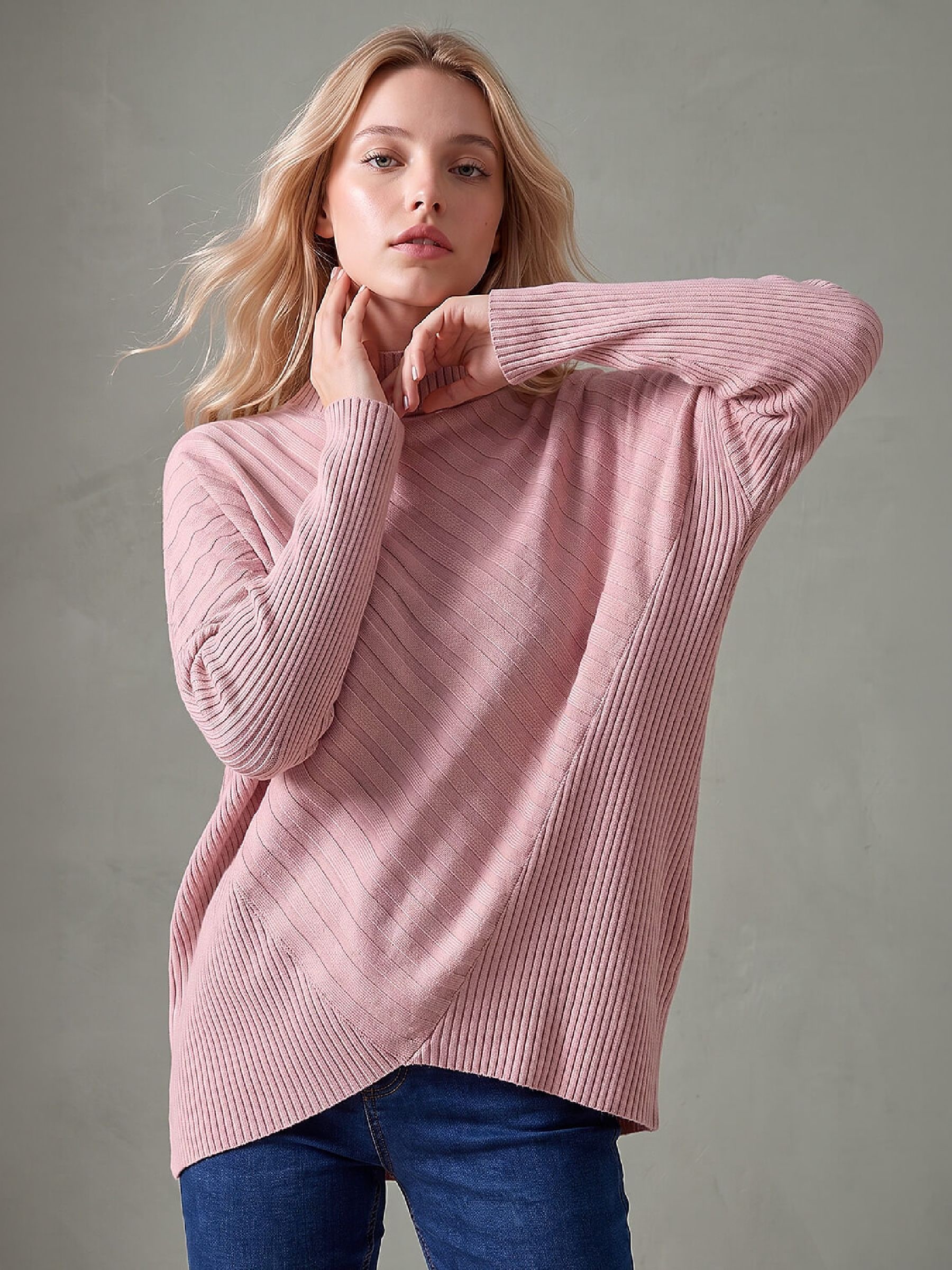 Roman Women's Light Pink Petite Oversized Jumper In | : Large - Image 2