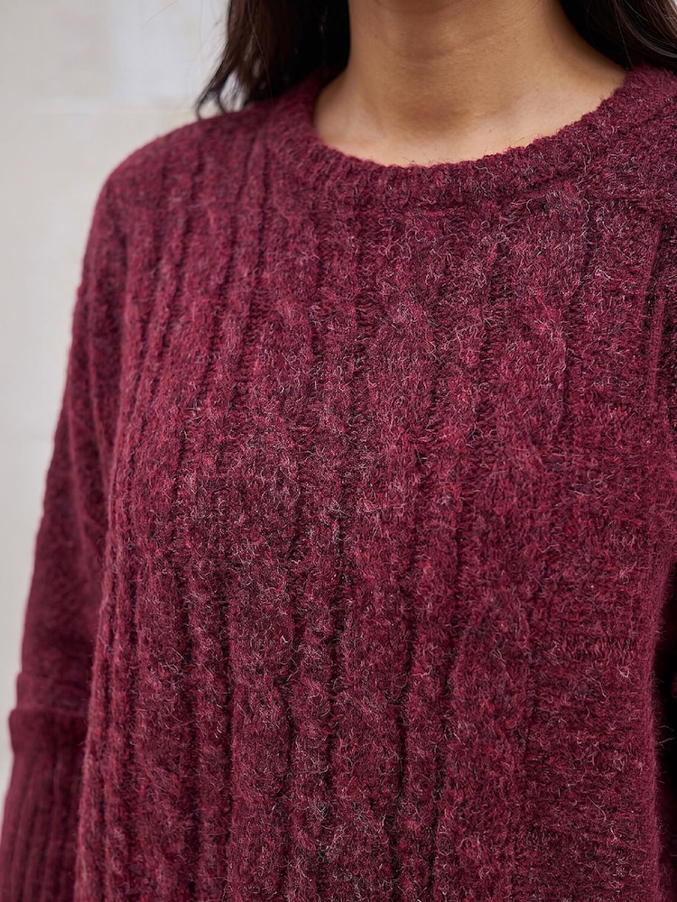 Roman Red Petite Contrast Cable Knit Jumper - Image 4 of 4 Roman Red Petite Contrast Cable Knit Jumper - Image 4 of 4