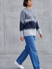 Blau - Roman abstrakter Strickpullover - Bild 3 von 4