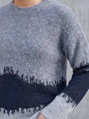 Blau - Roman abstrakter Strickpullover - Bild 4 von 4