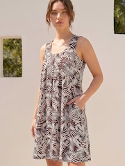 Roman Brown Petite Abstract Print Pocket Dress - Image 2 of 4