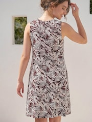 Roman Brown Petite Abstract Print Pocket Dress - Image 3 of 4